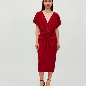 Dark Red Special Occasions Slipon V Neck Dress Sz L